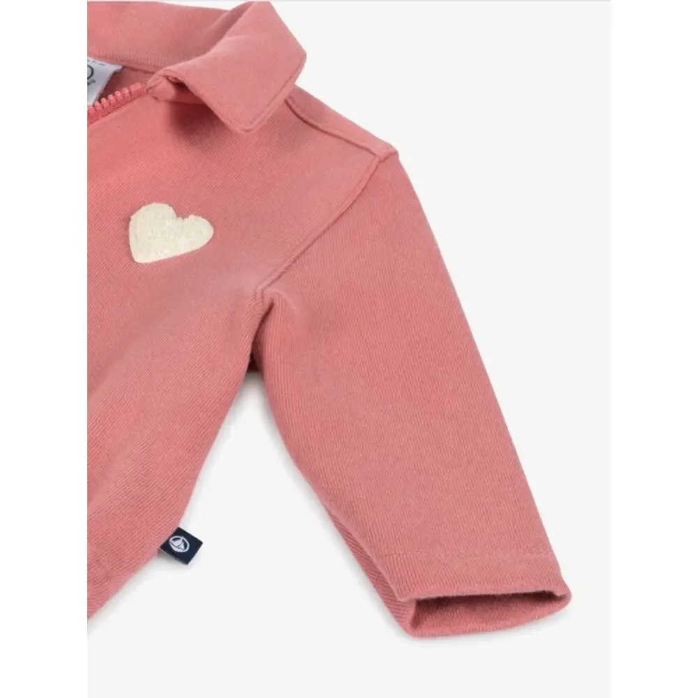 Petit Bateau girls organic cotton pink onesie Size 12 Months NWT